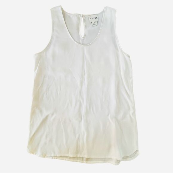 Reiss Eden Tank in White Size 0 Viscose with Satin Trim Classic Basic Luxury - Picture 2 of 6